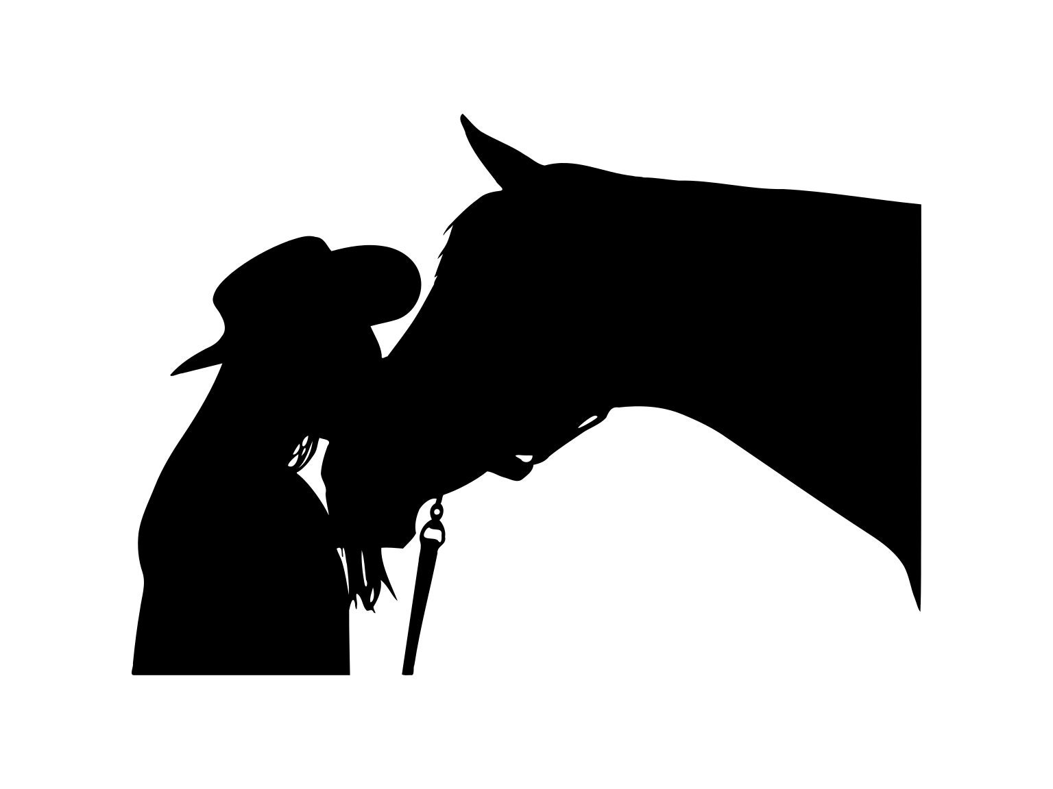 Lady & Horse Svg Silhouette Horse Lover Kissing Horse Clipart Etsy