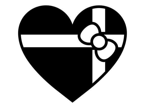 Herz Svg Herz Schleife Svg Bogen Herz Silhouette Valentine Etsy