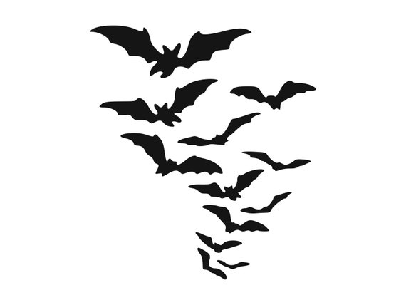 Download Bat Swarm Svg Halloween Bats Svg Spooky Silhouette Cutting Etsy