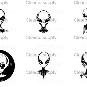 Collection of Alien-Themed Illustrations featuring Unique Designs of Extraterrestrial Beings - Clipart Instant Download