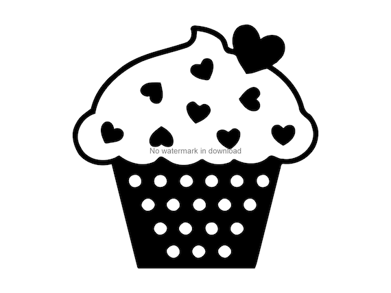 Valentine Cupcake Clipart Svg Heart Cupcake Printable Images Etsy
