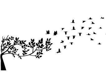 Pássaros voando SVG: clipart de bando de pássaros, arquivo cortado a laser (download digital)