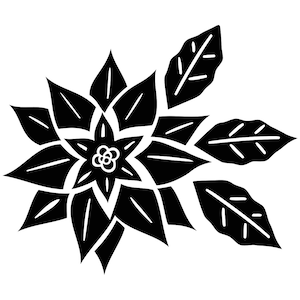 Poinsettia Flower SVG: Clipart Silhouette, Laser Cut File (Digital Download)