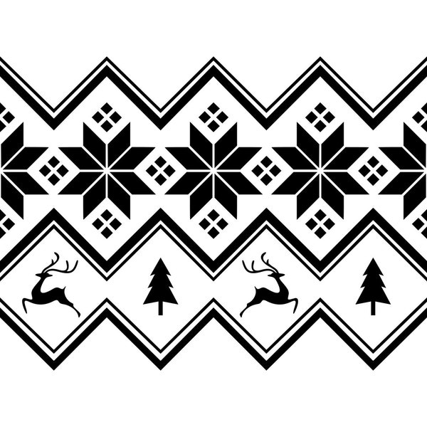 Winter Pattern Svg Nordic Pattern Svg Christmas Svg Snowflake Pattern Silhouette File Christmas Laser Engraving File Vinyl CutTemplate