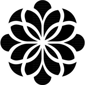 Elegante mandala floral monocromático, clipart para descarga instantánea: diseño de sublimación para estética moderna