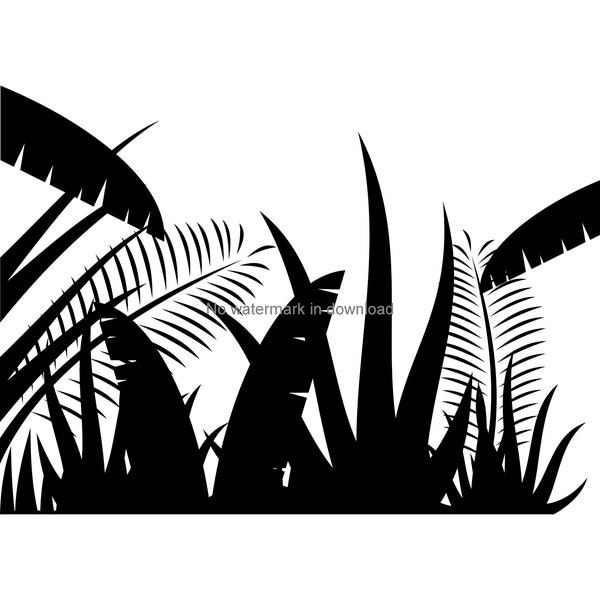 Fichier de découpe Jungle Svg, Téléchargement numérique Jungle, Jungle Laser Svg Dxf, Découpe de silhouette de jungle Svg, Fichier d’image vinyle de la jungle Svg Dxf Png