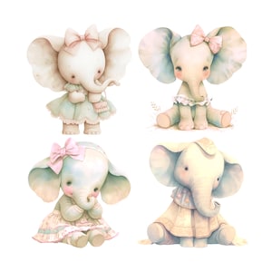 Adorable Elephant Clipart Bundle - Cute Illustrations for Kids&#39; Themes and Nursery Decor - Instant Download Sublimation Design
