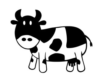 Cow Svg Cartoon Cow Svg Silhouette Cutting File Clipart Svg Dxf Png Sure Cuts A Lot Inkscape Photoshop Cnc Laser Cut File Tshirt Vector