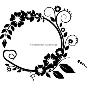Floral Ornament SVG: Circle Frame Clipart (Digital Download)