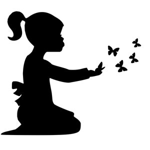 Kleines Mädchen Schmetterling svg Mädchen Kind Svg Schmetterlinge Svg Plotterdatei Clipart Svg Dxf Png Art Cnc Laser Cut File Tshirt Vektor Clip Art