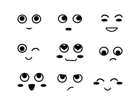 Download Cartoon Faces Svg Facial Expressions Silhouette Cartoon Etsy
