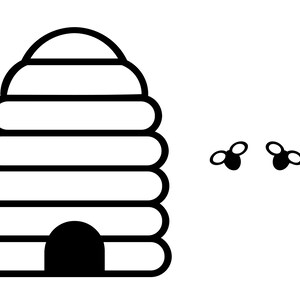 Svg Bijenkorf Met Bijen Honingbij Svg Clipart Bijenkorf Svg Png Dxf Set, Hommels Met Bijenkorf Svg clipart Afdrukbaar Afbeeldingsbestand