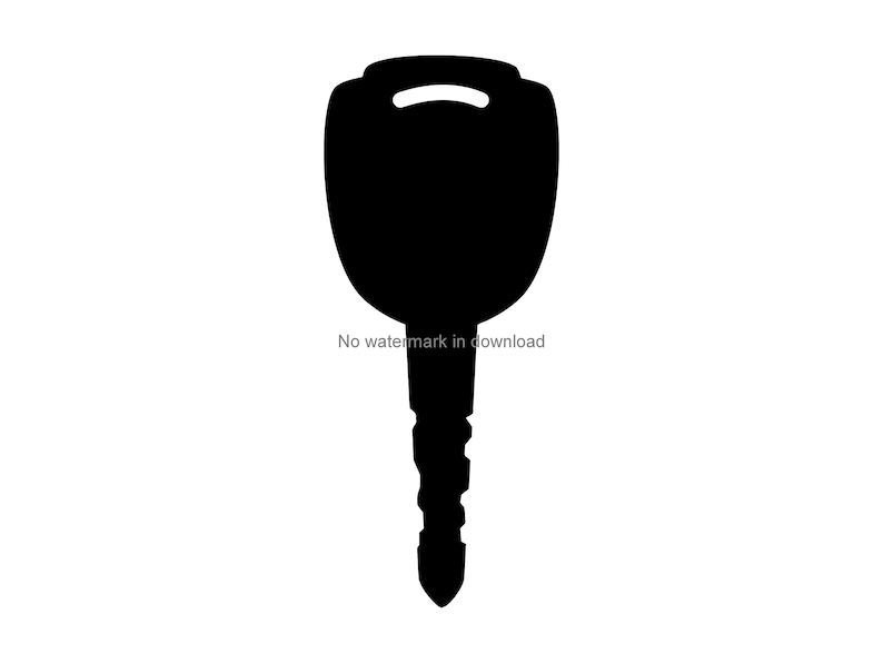 May include: A black silhouette of a car key with a simple design.
