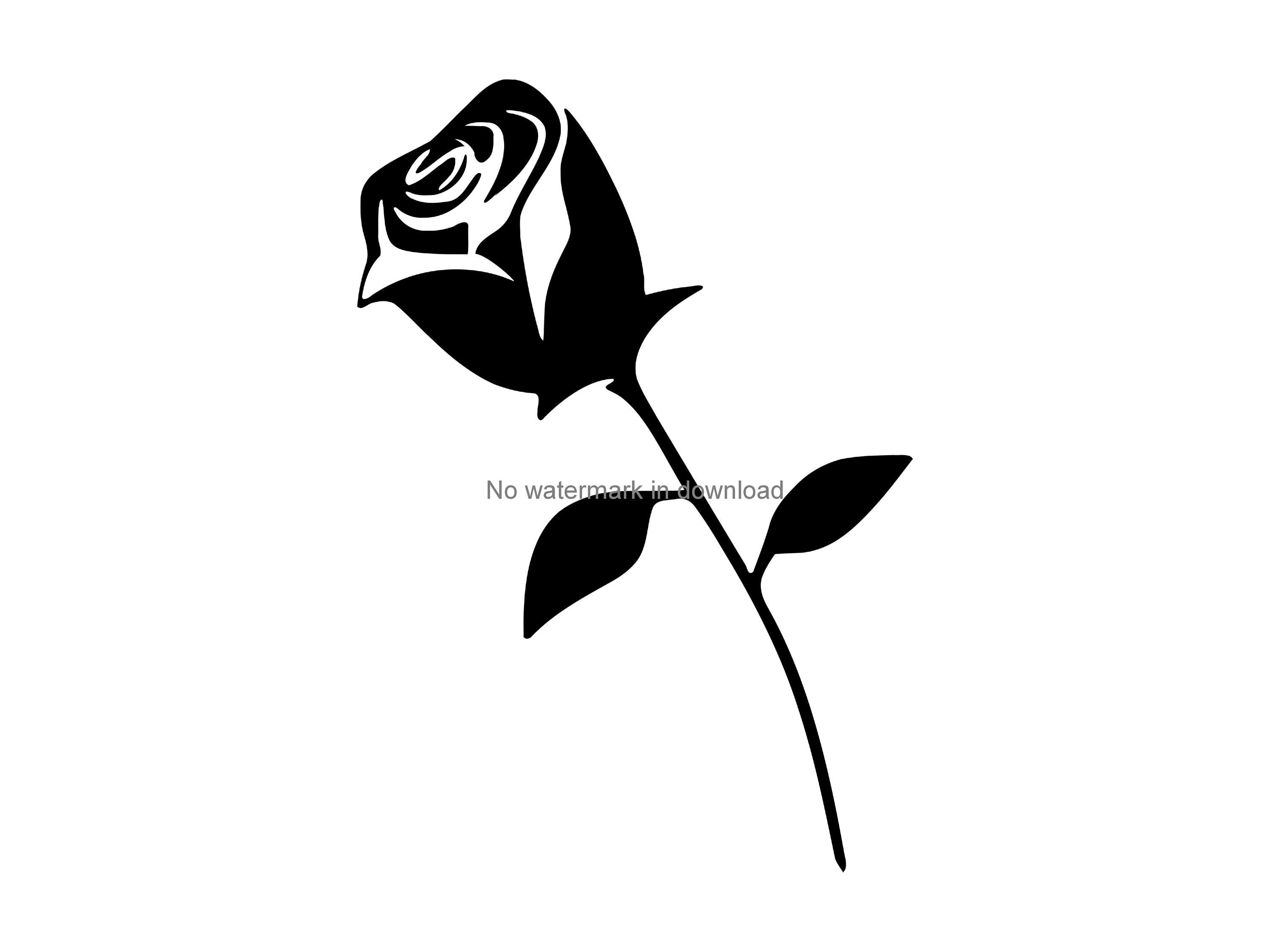 Rose svg, Rose Dxf File, Flower Silhouette Files, Flower Svg Clipart Image,  Flower Silhouette Cut File, Flower Download, Flower Vector Image