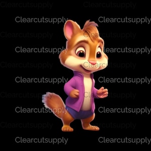 Verspieltes Chipmunk Clipart Set - sofortiger Download für Sublimationsdesign - Comic Charaktere in leuchtenden Farben