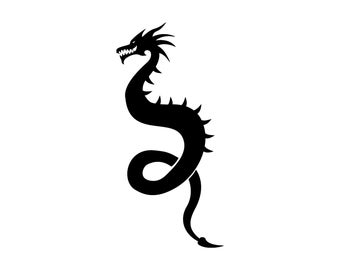 Dragon Silhouette Cutting File Clipart Scrapbooking SVG DXF jpg png psd Sure Cuts a Lot Inkscape, Photoshop Element Vector