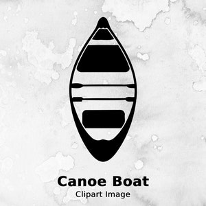 Canoe Boat Clipart Image: Vector Outline (Digital Download)