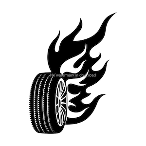 Wheels Svg On Fire Cutting Clipart, Tire On Fire Svg Image, Racing Svg Vector,  Car Tire Clipart Svg