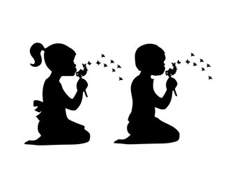 Little Boy Svg Boy Child Girl Svg Dandelion Silhouette Cutting Etsy