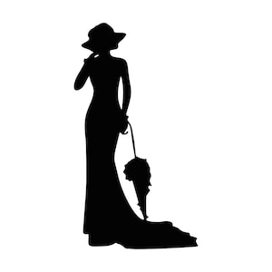 Elegant Lady Silhouette Svg: Vintage Art, Laser Cut File (Digital Download)