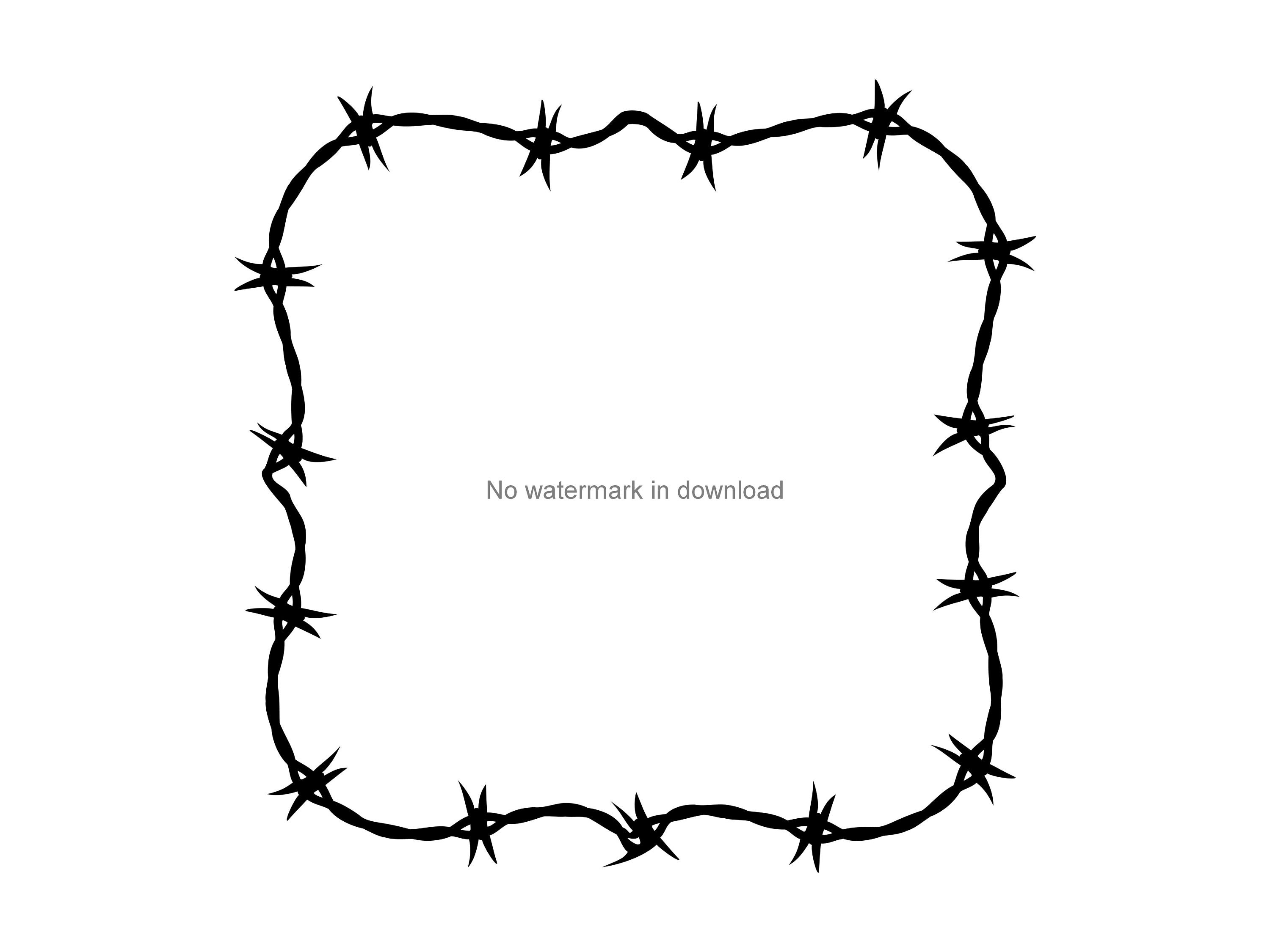 Barbed Wire Font Frame Monogram Embroidery Design -Font not included