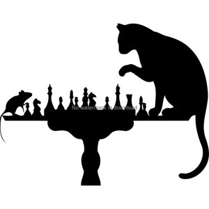 Cat and Mouse Chess SVG: Silhouette Cut File (Digital Download)