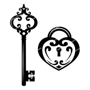 Slot en sleutel Svg, Fancy Lock Set Svg, Slot en sleutel Fancy Digital Cut File, Lock en Key Fancy Scrapbooking, Lock en Key Fancy Vector Image