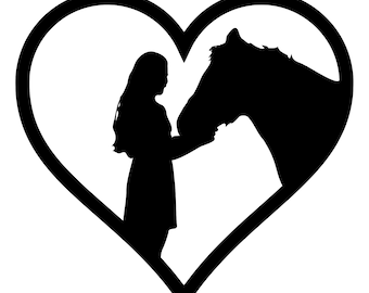 Girl and Horse Heart Silhouette SVG: Horse Lover Clipart (Digital Download)