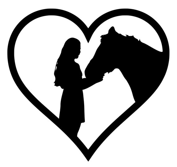 Download Girl Horse Svg Heart Silhouette Horse Lover Clipart File Etsy