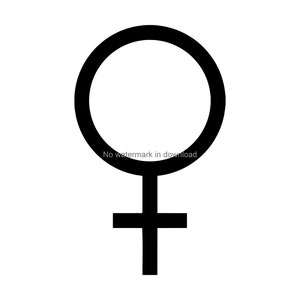 Vrouwelijk symbool Svg Digitaal geknipt bestand Vrouwelijk geslachtssymbool Iron on Png vrouwensymbool Clipart gendersymbool Vectorafbeelding vrouw teken Dxf-bestand