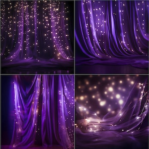 Enchanting Purple Sparkling Lights Bokeh Digital Backdrops for Photography and Designs
