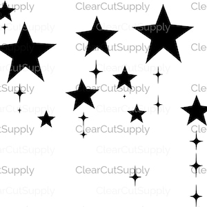 Whimsical Black Stars Clipart Background for Sublimation Design - Instant Download of Celestial Star Images
