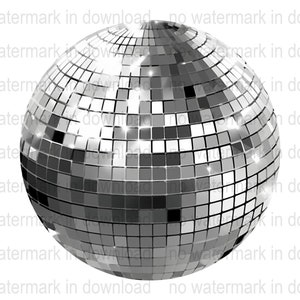 Silver Disco Ball Instant Download Printable JPG PDF PNG Digital Design Clip Art Image
