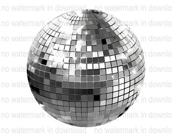 Silver Disco Ball Instant Download Printable JPG PDF PNG Digital Design Clip Art Image