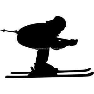 Skier svg, Ski svg, Winter Sports, Skiing svg, Downhill Skier, Ski Print File, Skier Silhouette Art, Skiing Vector, Skiing Clipart Png Dxf