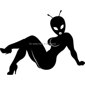 Alien Lady Clipart: SVG, PNG, DXF Files (Digital Download)