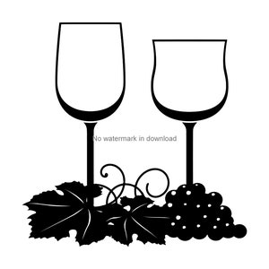 Wine Glass SVG: Silhouette Clipart, Cutting Files (Digital Download)
