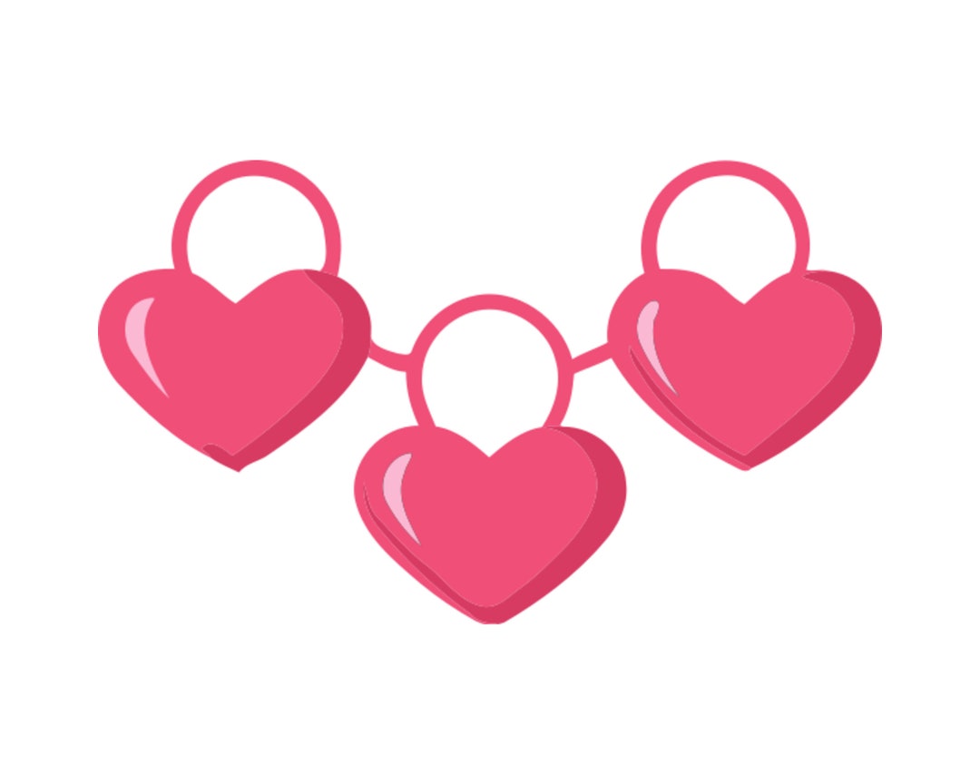 Heart Lockets Valentine Clipart Image Printable Download Etsy