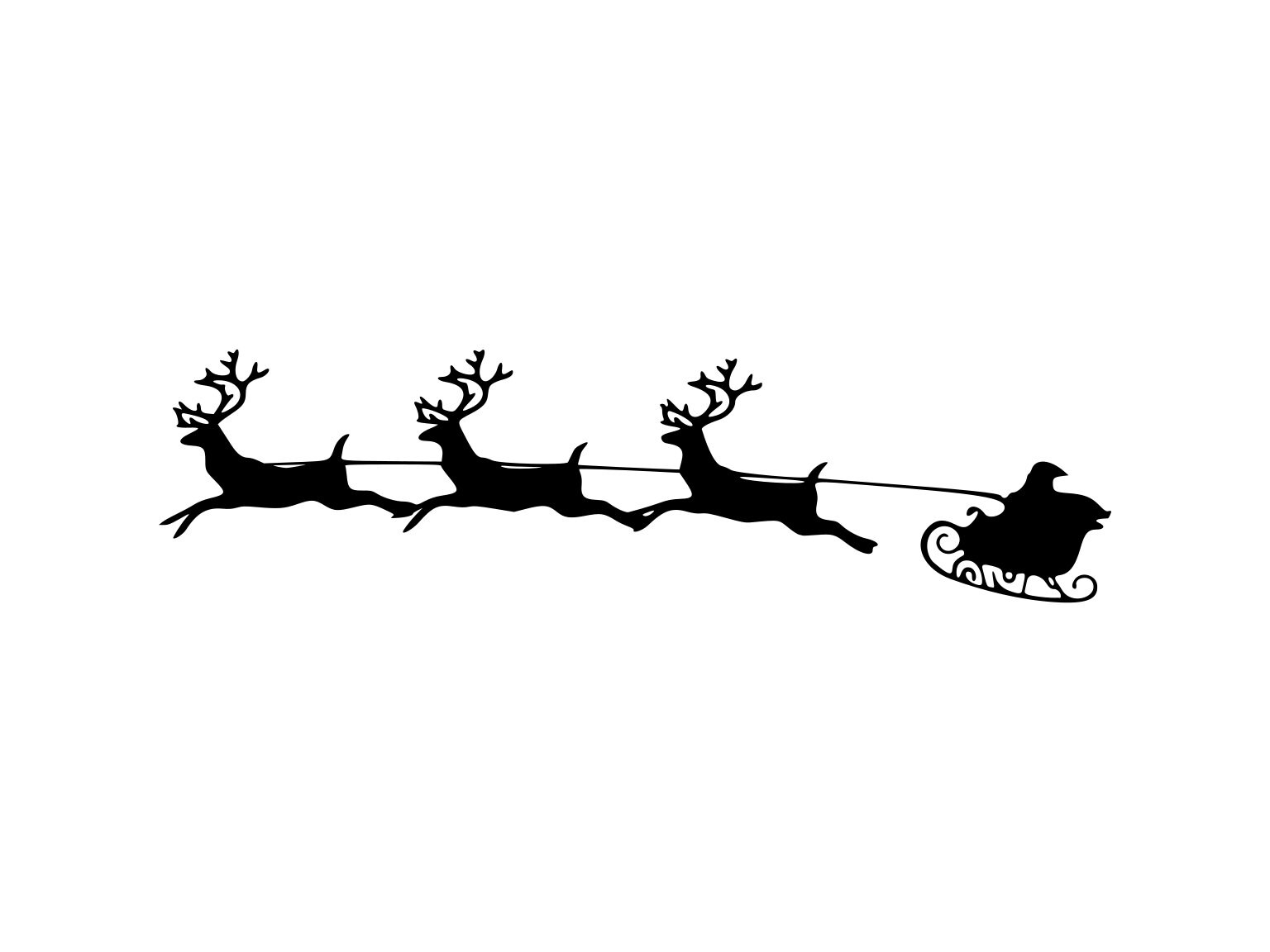 Christmas Svg Sleigh Svg Reindeer Clipart Santa Silhouette Png Etsy