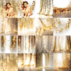 Digitale schimmernde Hintergründe in Gold und weiß beleuchteten Kulissen - 30,5x30,5 cm, 300 PPI, JPEG
