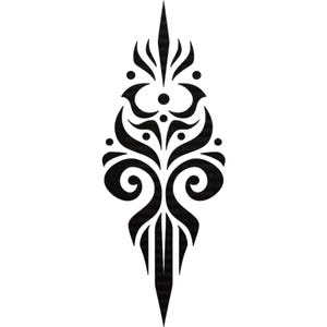 Clipart design tribal complexe pour sublimation - Ornement noir audacieux avec mouvement vers le haut et motifs fluides