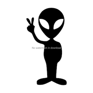Alien Svg Scarica, Alien Png, Alien Peace Svg Immagine, Alien Svg Dxf Png, Alien Vinyl Cut File, Alien Engrave Svg Peace Sign Clipart Image