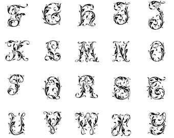 Scroll Monogram SVG: Vine Flourish Alphabet (Digital Download)