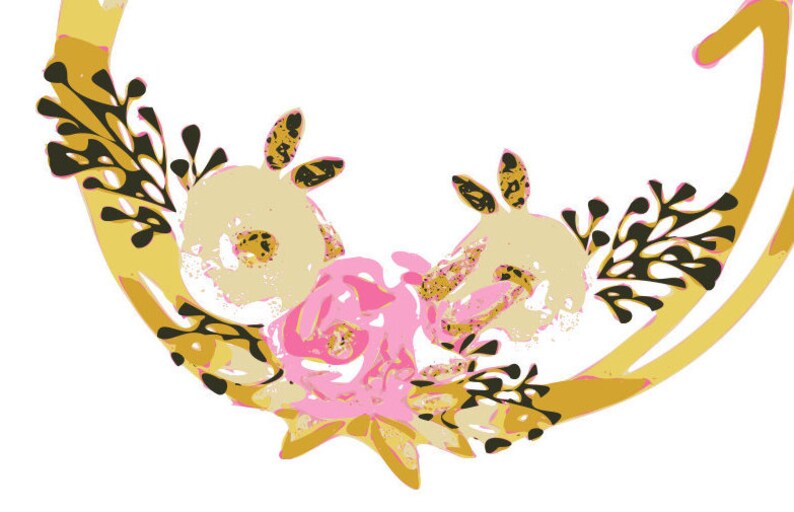 Download Rose Flower Wreath Svg Png Floral Wreath Pink and Gold ...