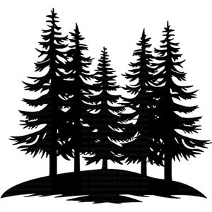 Clipart Silhouette d'arbre à feuilles persistantes pour téléchargement immédiat - idéal pour les conceptions de sublimation et les projets graphiques