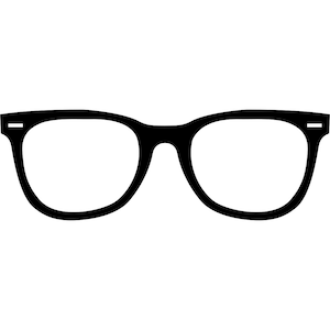 Puede incluir: Gafas de plástico negro con montura rectangular clásica.