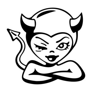 Plik Svg Devil Girl dla sylwetki, Pliki Svg do cięcia Devil Girl, Plik Png Devil Girl, Obraz do cięcia Devil Girl Dxf, Mały diabeł Svg