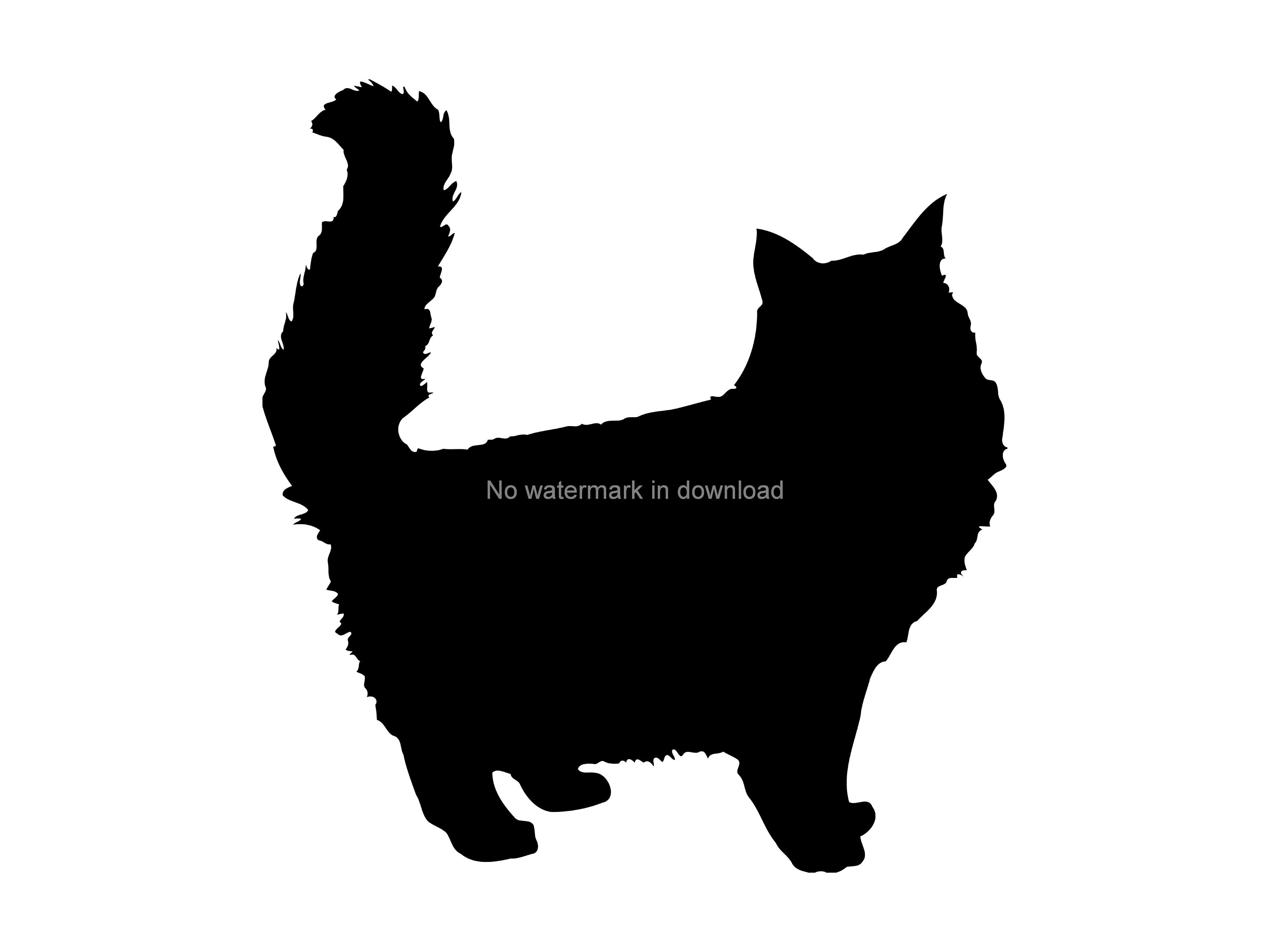 Fluffy Cat Silhouette Clip Art