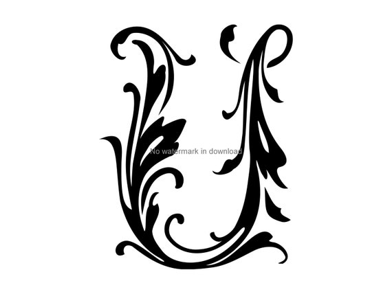 Download U Svg Monogram Font Letter U Clipart Fancy Monogram Font Etsy