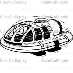 Clipart d'aéroglisseur de dessin animé ludique - téléchargement immédiat pour des projets de sublimation et des projets créatifs